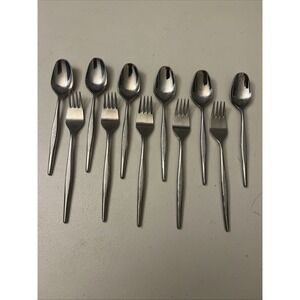 Stainless Steel Japan Flatware Lot of 11 Spoons, Forks Textured Handle
